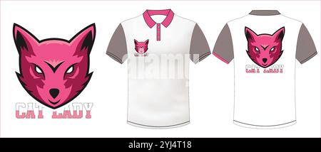 Cat Lady Logo mit Trikotmuster Stock Vektor