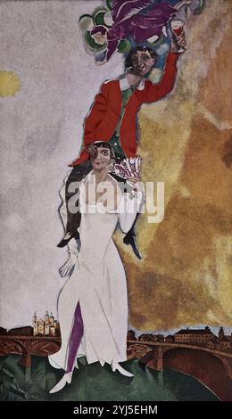 Doppelporträt mit einem Glas Wein, 1917, Öl auf Leinwand, 235 x 137 cm. Autor: MARC CHAGALL (1887-1985). LAGE: CENTRO GEORGES POMPIDOU. Frankreich. Stockfoto