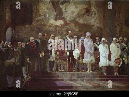 LOS REYES ALFONSO XIII Y VICTORIA EUGENIA INAUGURAN LA EXPOSICION IBEROAMERICANA DE SEVILLA CELEBRADA EN 1929 - O/L - SIGLO XX. AUTOR: GROSSO SANCHEZ ALFONSO. Ort: PRIVATSAMMLUNG. MADRID. SPANIEN. ALFONSO XIII. VON SPANIEN. MIGUEL PRIMO DE RIVERA. MARQUES DE ESTELLA. CALVO SOTELO JOSE. EUGENIA VICTORIA (REINA DE ESPAÑA). BERENGUER GENERAL. VICTORIA EUGENIA DE BATTEMBERG. Stockfoto