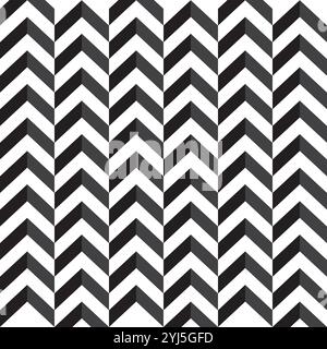 Zickzackmuster, 3D, industriell, optische Illusion, dunkelgrau auf Betonhintergrund Stock Vektor