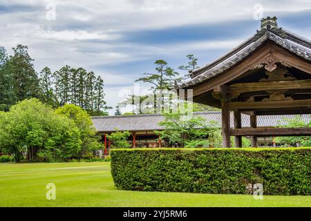 Malerischer Blick vom Todaiji Buddhistischen Tempelkomplex in Nara, Japan. Stockfoto