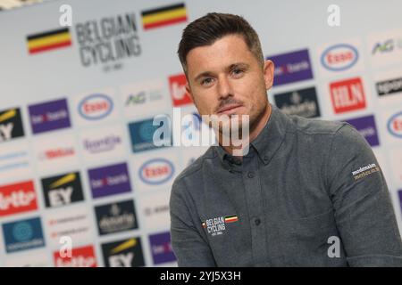 Tubize, Belgien. November 2024. Massimo Van Lancker posiert für den Fotografen auf einer Pressekonferenz der belgischen radsportunion, um die neuen Trainer der Nationalmannschaften am Dienstag, den 12. November 2024 in ihrem Hauptquartier in Tubize vorzustellen. BELGA PHOTO VIRGINIE LEFOUR Credit: Belga News Agency/Alamy Live News Stockfoto