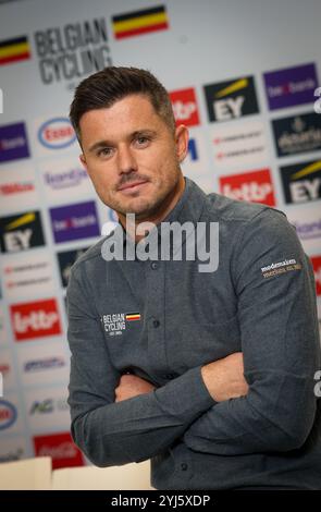 Tubize, Belgien. November 2024. Massimo Van Lancker posiert für den Fotografen auf einer Pressekonferenz der belgischen radsportunion, um die neuen Trainer der Nationalmannschaften am Dienstag, den 12. November 2024 in ihrem Hauptquartier in Tubize vorzustellen. BELGA PHOTO VIRGINIE LEFOUR Credit: Belga News Agency/Alamy Live News Stockfoto