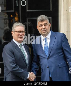 London, Großbritannien. November 2024. Rumäniens Premierminister Marcel Ciolacu besucht Kier Starmer, Premierminister, in der Downing Street London Stockfoto