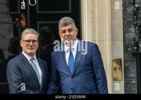 London, Großbritannien. November 2024. Rumäniens Premierminister Marcel Ciolacu besucht Kier Starmer, Premierminister, in der Downing Street London Stockfoto