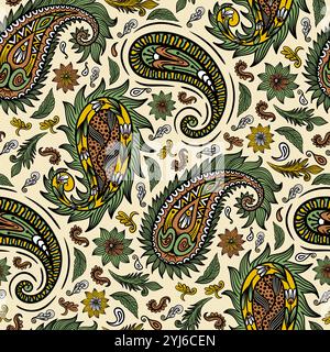 Nahtloses Paisley-Muster. Handgezeichneter Dekorativer Hintergrund Stockfoto