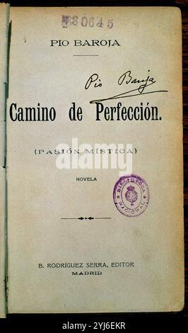 CAMINO DE PERFECCION - MADRID 1902 - 15197. AUTOR: PIO BAROJA Y NESSI (1872-1956) ESCRITOR. ORT: BIBLIOTECA NACIONAL-COLECCION. MADRID. SPANIEN. Stockfoto