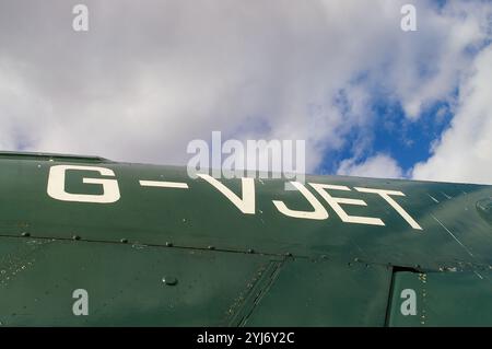 G-VJET, zivile Registrierung für die ehemalige Royal Air Force Avro Vulcan B2 XL426, wenn sie pensioniert und zum Flughafen Southend geliefert wurde. Von VRT-Wohltätigkeitsorganisationen wiederhergestellt Stockfoto