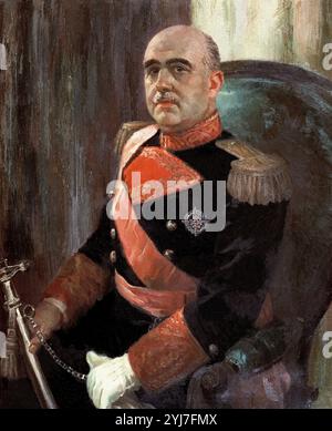 RETRATO DEL CAUDILLO FRANCISCO FRANCO. Autor: GENARO LAHUERTA (1905-1985). ORT: BANCO DE ESPAÑA-COLECCION ARTE. MADRID. SPANIEN. FRANCISCO FRANCO BAHAMONDE (1892-1975). Stockfoto