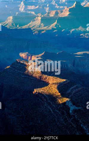 Warmes Licht am späten Tag; Grandview Point; Grand Canyon National Park; Arizona: USA Stockfoto