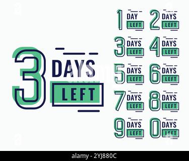 Countdown Zeit für die Anzahl der Tage. Stock Vektor