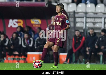 Roma, Latium. November 2024. Moeka Minami von AS Roma während des WomenÕs Champions League-Spiels zwischen Roma Women und Olympique Lyonnais Woman im Tre Fontane-Stadion in Rom, Italien, 13. November 2024. Quelle: massimo insabato/Alamy Live News Stockfoto