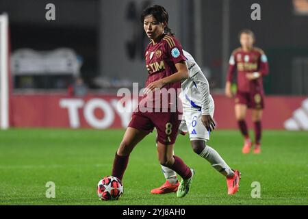 Roma, Latium. November 2024. Saki Kumagai von AS Roma während des WomenÕs Champions League-Spiels zwischen Roma Women und Olympique Lyonnais Frau im Tre Fontane-Stadion in Rom, Italien, 13. November 2024. Quelle: massimo insabato/Alamy Live News Stockfoto