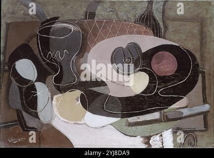 BODEGON CON CUCHILLO - SIGLO XX. AUTOR: GEORGES BRAQUE (1882-1963). Lage: STEDELIJK MUSEUM. Amsterdam. HOLANDA. Stockfoto