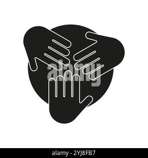 Unity Hands Symbol. Teamwork-Symbolvektor. Grafisches Element für die Zusammenarbeit. Schwarzes Silhouette. Stock Vektor
