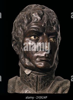 BUSTO DEL GENERAL SAN MARTIN - SIGLO XX. AUTOR: AGUSTIN DE LA HERRAN MATORRAS (1932-). ORT: MUSEO DE AMERICA-COLECCION. MADRID. SPANIEN. GENERAL JOSE SAN MARTIN (1778-1850). Stockfoto