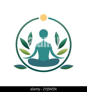 Meditation für Entspannung und gesundes Leben in der Natur Vektor-Logo Stock Vektor