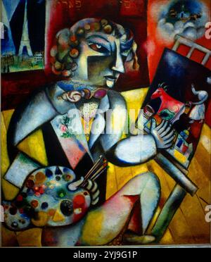 Selbstporträt mit sieben Fingern, 1912-1913, Öl auf Leinwand, 128 x 107 cm. Autor: MARC CHAGALL (1887-1985). Lage: STEDELIJK MUSEUM. Amsterdam. HOLANDA. Stockfoto