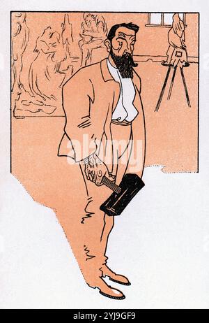 Caricatura de Miquel Blay i Fàbregas (Olot, 1866-Madrid, 1936). Escultor. Año 1911. AUTOR: ROMÁN BONET SINTES 'BON'. Stockfoto