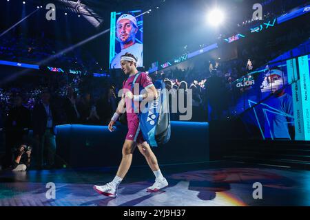 Turin, Italien. November 2024. Casper Ruud aus Norwegen, der während des Gruppenspiels der Männer gegen Alexander Zverev aus Deutschland am vierten Tag des Nitto ATP Finals 2024 in der Inalpi Arena zu sehen war Credit: SOPA Images Limited/Alamy Live News Stockfoto