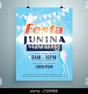 Festa Junina Party Einladung Hintergrund Design-Vorlage Stock Vektor