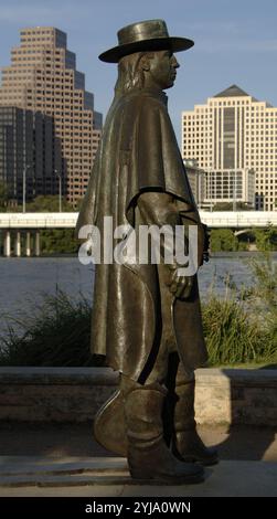 Stevie Ray Vaughan (1954-1990). Guitarrista y cantante Estadounidense. Memorial de Stevie Ray Vaughan, 1994, Obra de Ralph Helmick (Nr. 1952). Austin. Estado de Texas. Estados Unidos. Stockfoto