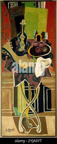 'Der rote Tisch', 1939, Öl auf Leinwand, 180 x 73 cm. Autor: GEORGES BRAQUE (1882-1963). LAGE: MUSEO DE ARTE MODERNO DE LA VILLA DE PARIS. Frankreich. Stockfoto