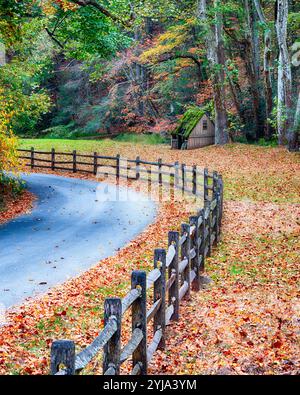 Country Road im Bucks County, Pennsylvania während der Herbstsaison Stockfoto
