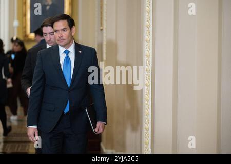 Washington, Usa. November 2024. Der US-Senator Marco Rubio (Republikaner von Florida) besucht das GOP-Treffen, um am Mittwoch, den 13. November 2024, einen neuen Mehrheitsführer im US-Kapitol in Washington, DC, USA zu wählen. Foto: Annabelle Gordon/CNP/ABACAPRESS. COM Credit: Abaca Press/Alamy Live News Stockfoto