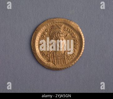 Golddenar von Kaiser Theodosius II. 401-405. TEODOSIO II Stockfoto