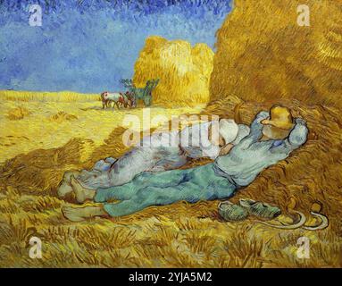 Vincent Van Gogh / 'The Siesta (After Millet)', 1889-1890, Öl auf Leinwand, 73 x 91 cm. Museum: MUSÉE d'ORSAY, BUDAPEST, Frankreich. Stockfoto