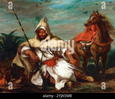 Eugène Delacroix / 'marokkanischer Soldat', 1845, Öl auf Leinwand, 32 x 41 cm. Museum: Musée des Beaux Arts, Burdeos, Frankreich. Stockfoto