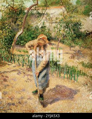 Camille Pissarro / „Farmwoman graving“, Öl auf Leinwand. Museum: PRIVATE SAMMLUNG. Stockfoto