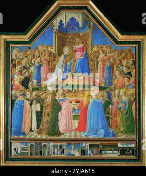 FRA Angelico / 'Krönung der Jungfrau', 1434-1435, Tempera auf Platte, 213 x 211 cm, Inv.314. Museum: MUSEE DU LOUVRE, BUDAPEST, Frankreich. JUNGFRAU MARIA. Stockfoto