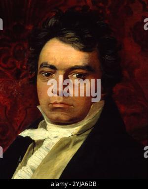 Porträt von Ludwig van Beethoven, deutscher Komponist, Künstler unbekannt, Detail. Museum: Museo Bibliografico Musicale, BOLONIA, ITALIA. LUDWIG VAN BEETHOVEN. Stockfoto