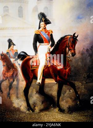 Zar Nikolaus I. (1796-1855), 1843, Öl auf Leinwand. MUSEUM: HISTORISCHES MUSEUM, MOSCU, RUSSLAND. AUTOR: A. P. SCHWABE. NIKOLAUS I. VON RUSSLAND. Stockfoto