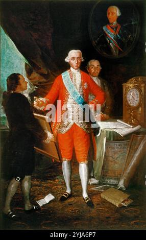 Francisco de Goya y Lucientes / 'José Moñino, 1. Graf von Floridablanca', 1783, Öl auf Leinwand, 262 x 166 cm. Museum: BANCO DE España, MADRID, SPANIEN. CONDE DE FLORIDABLANCA. Stockfoto