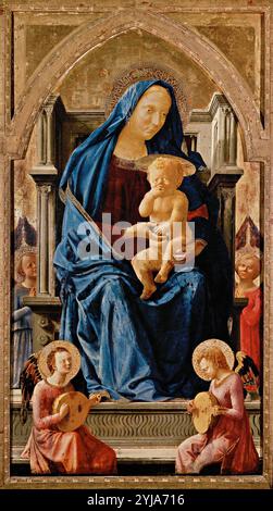 Masaccio / 'Madonna and Child', 1426, Tempera auf Platte, 135,5 x 75 cm. Museum: NATIONAL GALLERY, LONDRES, UK. JESUS. JUNGFRAU MARIA. Stockfoto