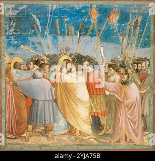 Giotto/"Kuß des Judas', 1303-1305, Fresko, 185 x 200 cm. Museum: Cappella degli Scrovegni, Pavoda. Stockfoto