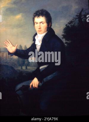 Porträt von Ludwig van Beethoven (1770–1827) deutscher Komponist und Pianist, um 1804, Öl auf Leinwand. Museum: Museen der Stadt, VIENA, ÖSTERREICH. AUTOR: WILLIBROD JOSEPH MAHLER. Stockfoto