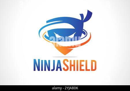 Fangen Sie Den Dieb Ninja Shield Security Logo Design Vektor Symbol Illustrationen. Multifunktionales Logo, das in vielen Sicherheitsunternehmen verwendet werden kann Stock Vektor