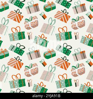 Nahtloses Muster Für Weihnachtsgeschenk-Box Stock Vektor