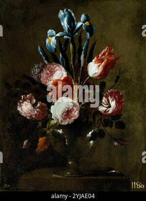 Juan de Arellano / 'Vase der Blumen', 1660-1670, spanische Schule, Öl auf Leinwand, 60 cm x 46 cm, P00596. MUSEUM: MUSEO DEL PRADO, MADRID, SPANIEN. Stockfoto