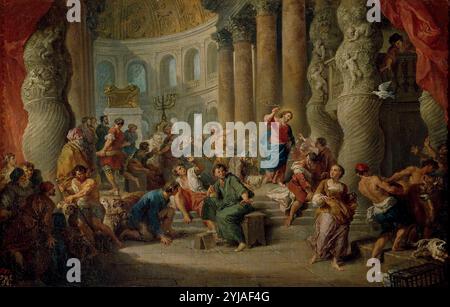 Giovanni Paolo Panini / „Jesus treibt die Kaufleute aus dem Tempel“, ca. 1725, italienische Schule, Leinwand, 40 cm x 63 cm, P00278. MUSEUM: MUSEO DEL PRADO, MADRID, SPANIEN. Stockfoto