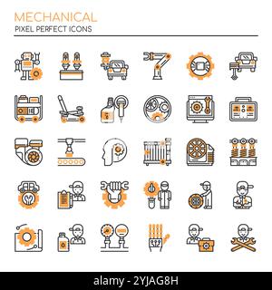 Mechanische Elemente , Thin Line und Pixel Perfect Icons Stock Vektor