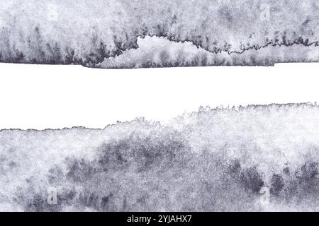 Abstrakte schwarze Tinte auf weißem Hintergrund für einzigartige strukturierte Muster für Kunst- und Designprojekte. Stockfoto