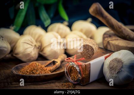 Gebratene Gyros mit hausgemachten Tzatziki und griechischen Gewürzen Stockfoto