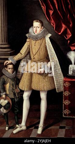 Rodrigo de Villandrando / Portrait of Infante Philip, Future Phillip IV, with Dwarf Soplillo, ca. 1620, Spanish School, Öl auf Leinwand, 204 cm x 110 cm, P01234. MUSEUM: MUSEO DEL PRADO, MADRID, SPANIEN. Stockfoto