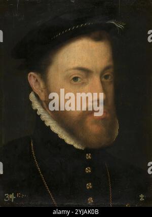 Antonio Moro / „Philipp II von Spanien“, 1555-1558, Flämische Schule, Öl auf Platte, 41 cm x 31 cm, P02118. MUSEUM: MUSEO DEL PRADO, MADRID, SPANIEN. Stockfoto