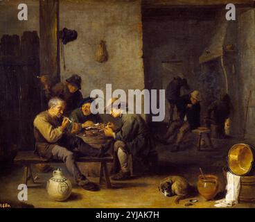 David Teniers / 'Raucher in einer Taverne', 1631-1640, Flämische Schule, Öl auf Platte, 52 cm x 65 cm, P01793. MUSEUM: MUSEO DEL PRADO, MADRID, SPANIEN. AUTOR: DAVID TENIERS DER JÜNGERE. Stockfoto